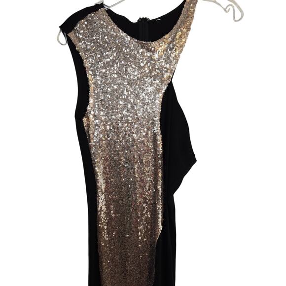Women's Dress Medium M Black Formal Short Sequins Sleeveless Misses Size 10 12 - Picture 4 of 8